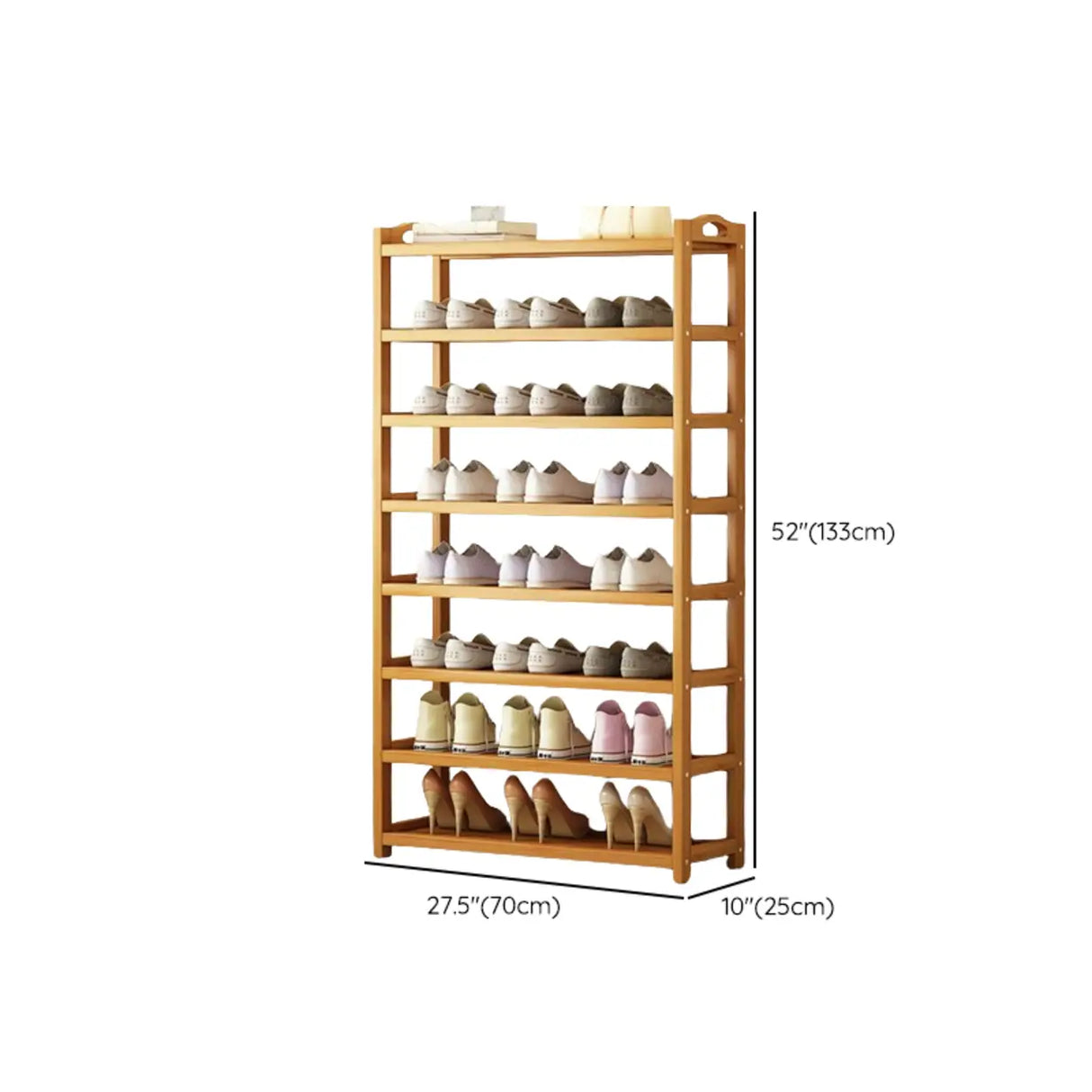 Scandinavian Free Standing Natural Bamboo Floor Shoe Rack Image - 49