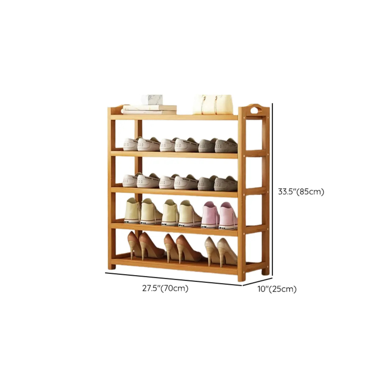 Scandinavian Free Standing Natural Bamboo Floor Shoe Rack Image - 50