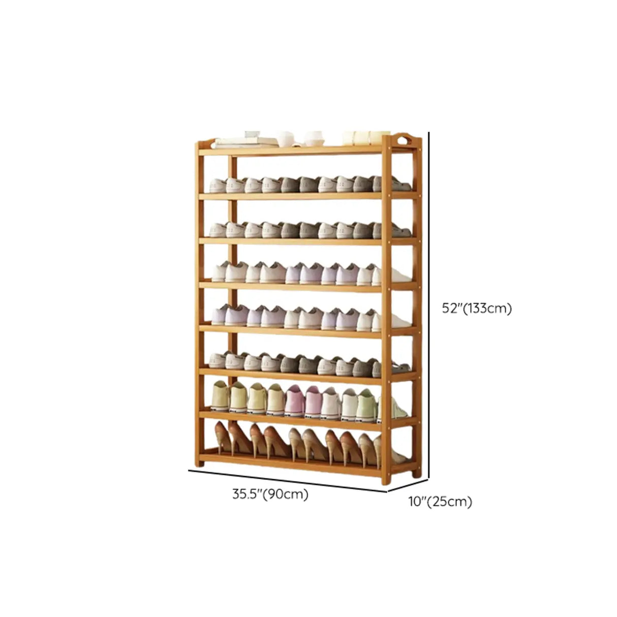 Scandinavian Free Standing Natural Bamboo Floor Shoe Rack Image - 51