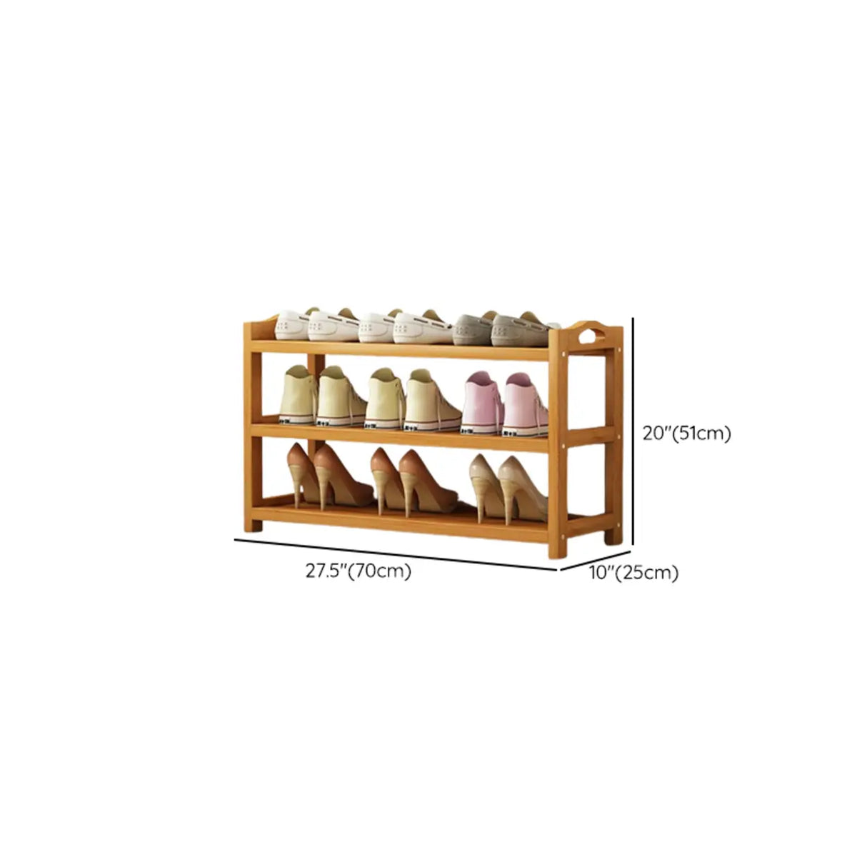 Scandinavian Free Standing Natural Bamboo Floor Shoe Rack Image - 52