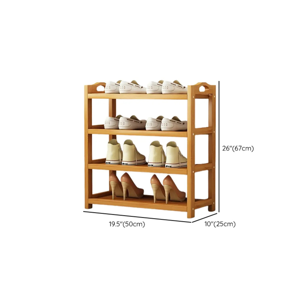 Scandinavian Free Standing Natural Bamboo Floor Shoe Rack Image - 54