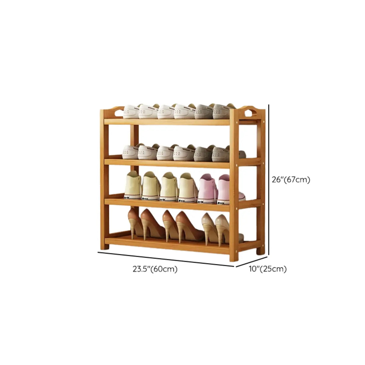 Scandinavian Free Standing Natural Bamboo Floor Shoe Rack Image - 55