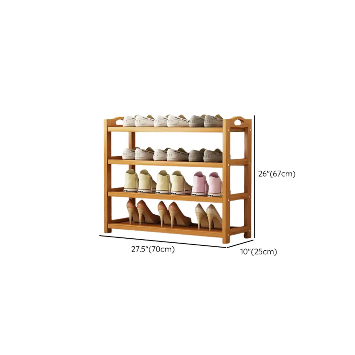 Scandinavian Free Standing Natural Bamboo Floor Shoe Rack Image - 56