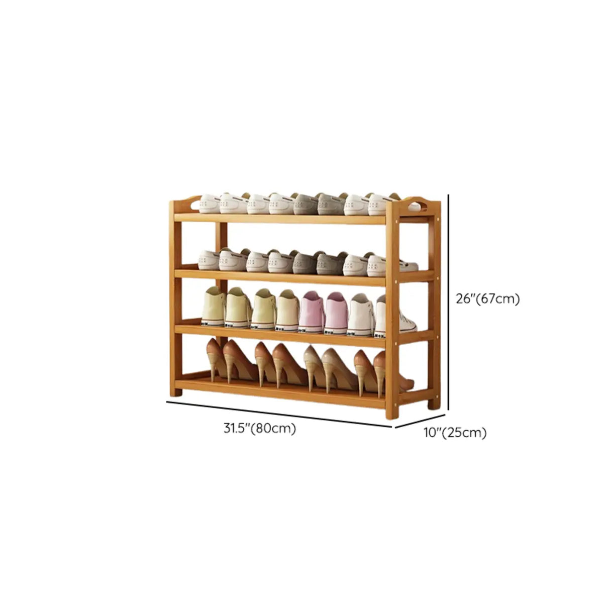 Scandinavian Free Standing Natural Bamboo Floor Shoe Rack Image - 57