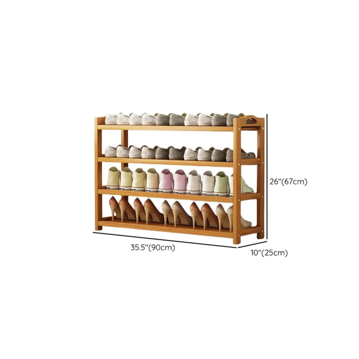 Scandinavian Free Standing Natural Bamboo Floor Shoe Rack Image - 58