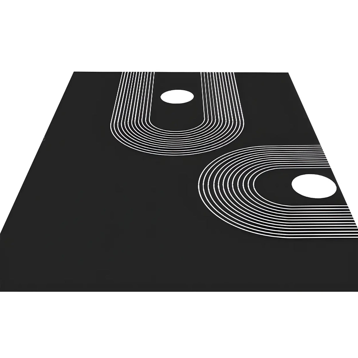 Scandinavian Geometric PVC Black Rectangle Area Rug Image - 5