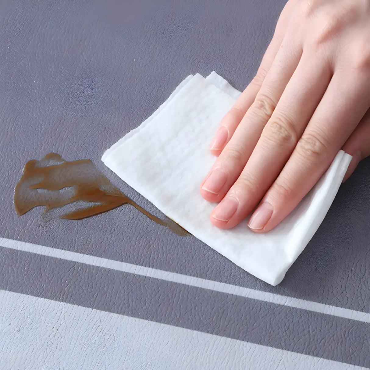 Scandinavian Geometric PVC Black Rectangle Area Rug Image - 7