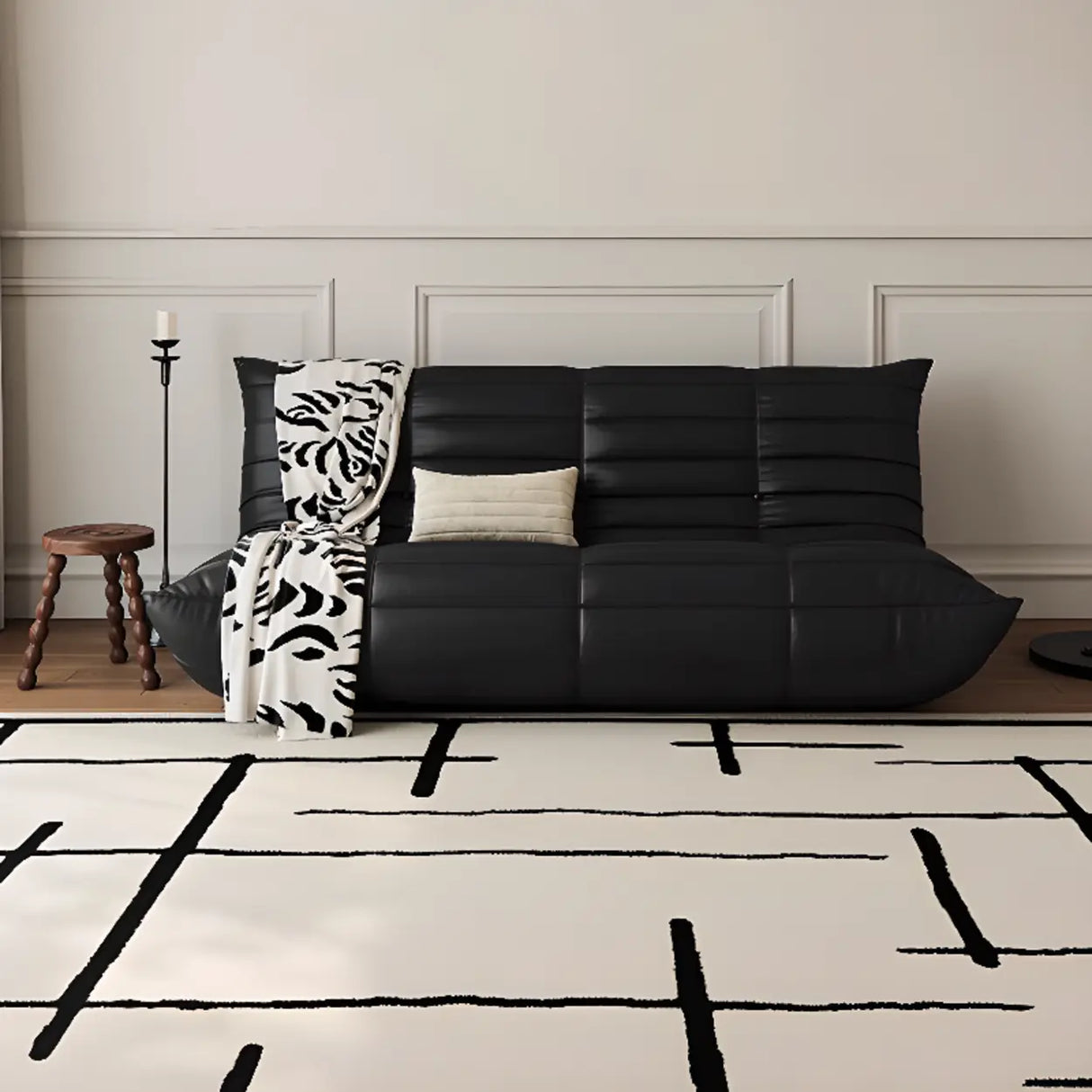 Scandinavian Geometric Striped Anti-slip Area Rug Image - 1