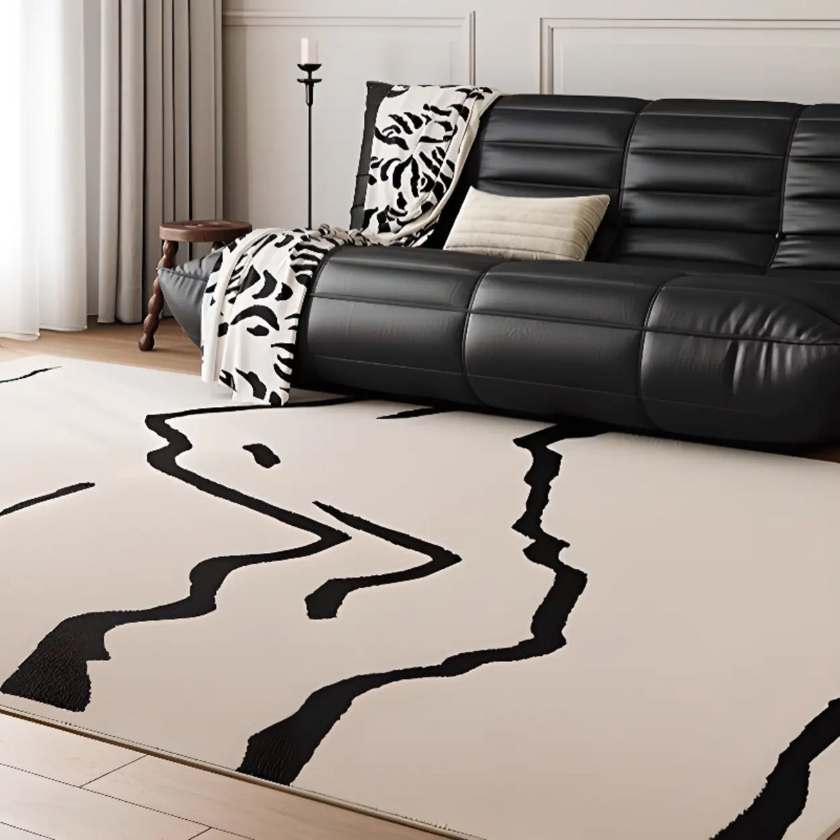 Scandinavian Geometric Striped Anti-slip Area Rug Image - 10