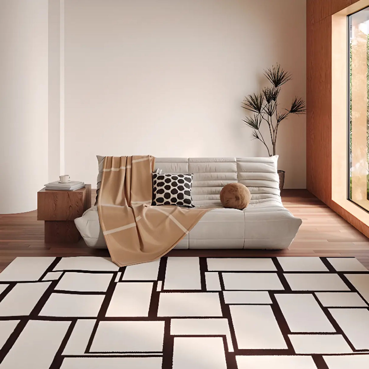 Scandinavian Geometric Striped Anti-slip Area Rug Image - 12