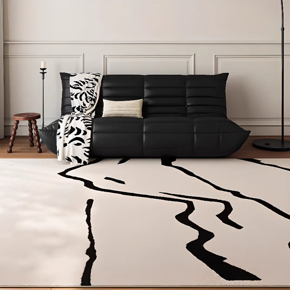 Scandinavian Geometric Striped Anti-slip Area Rug Image - 13