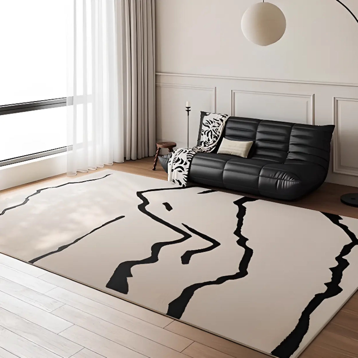 Scandinavian Geometric Striped Anti-slip Area Rug Image - 14