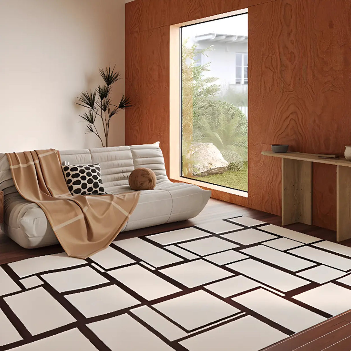 Scandinavian Geometric Striped Anti-slip Area Rug Image - 6