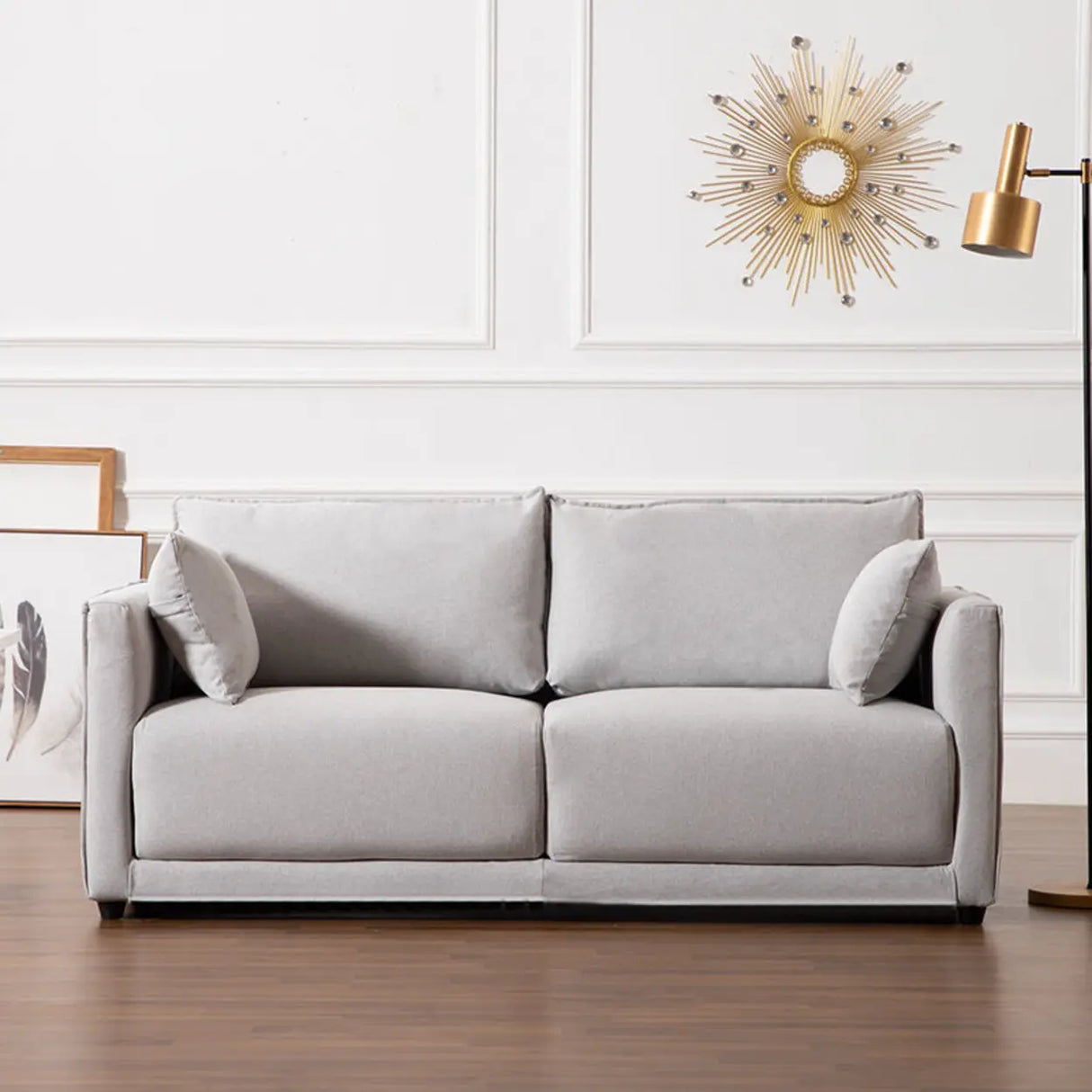 Scandinavian Gray Square Arm Memory Foam Fill Sofa Image - 1