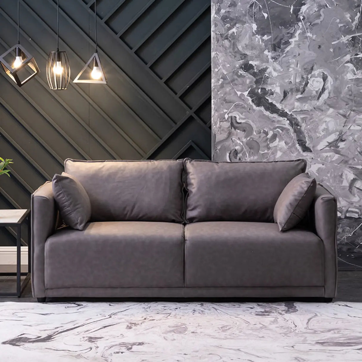 Scandinavian Gray Square Arm Memory Foam Fill Sofa Image - 13