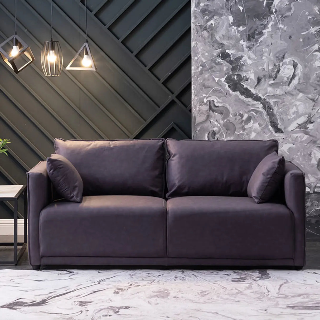 Scandinavian Gray Square Arm Memory Foam Fill Sofa Image - 14