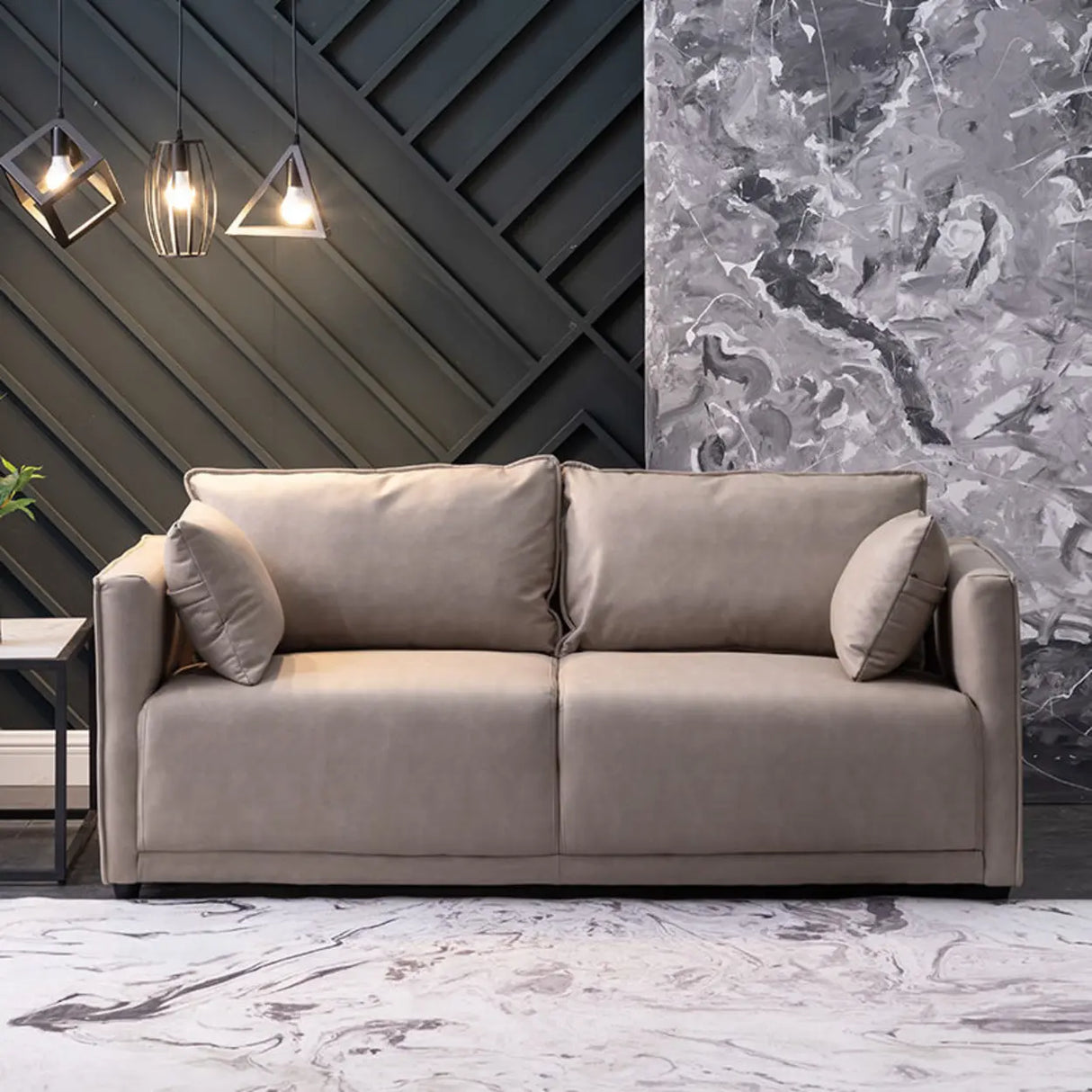 Scandinavian Gray Square Arm Memory Foam Fill Sofa Image - 3