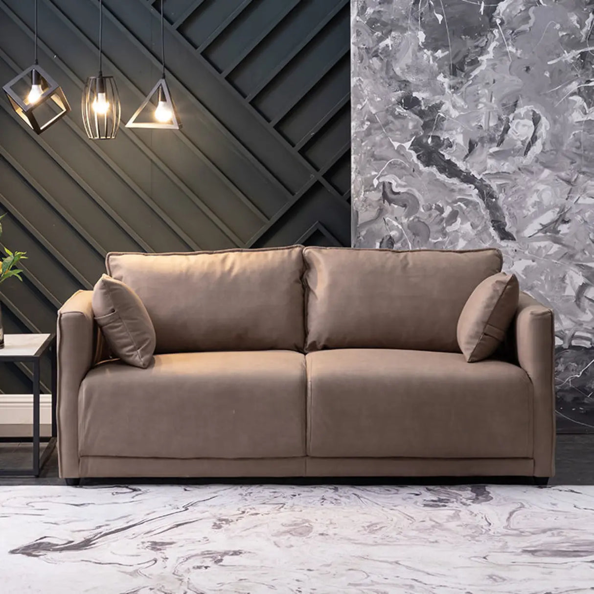 Scandinavian Gray Square Arm Memory Foam Fill Sofa Image - 5