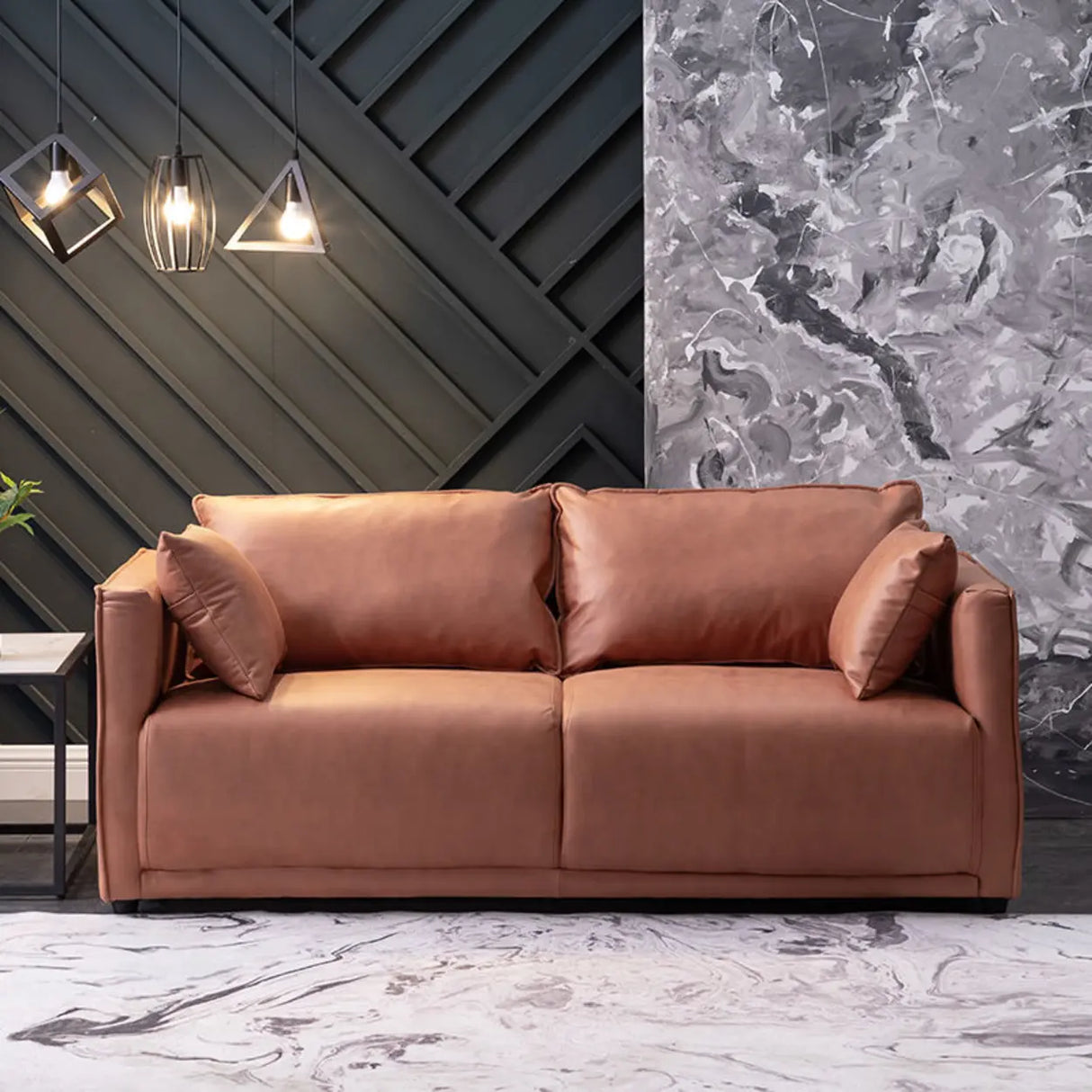 Scandinavian Gray Square Arm Memory Foam Fill Sofa Image - 7