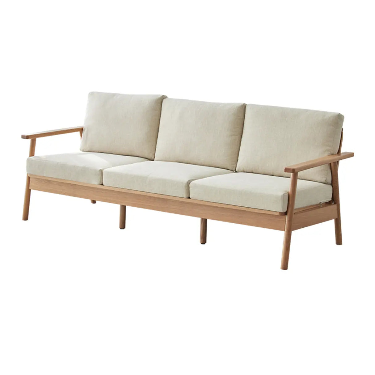 Scandinavian Grey Cotton Linen Wooden Frame Sofa Image - 10