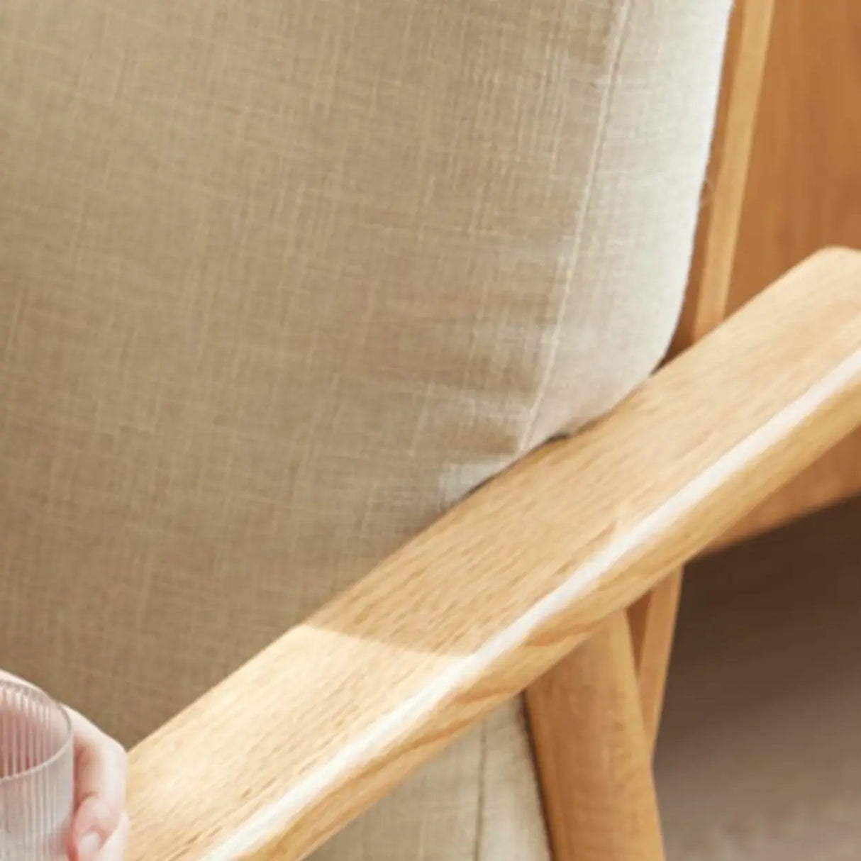 Scandinavian Grey Cotton Linen Wooden Frame Sofa Image - 14