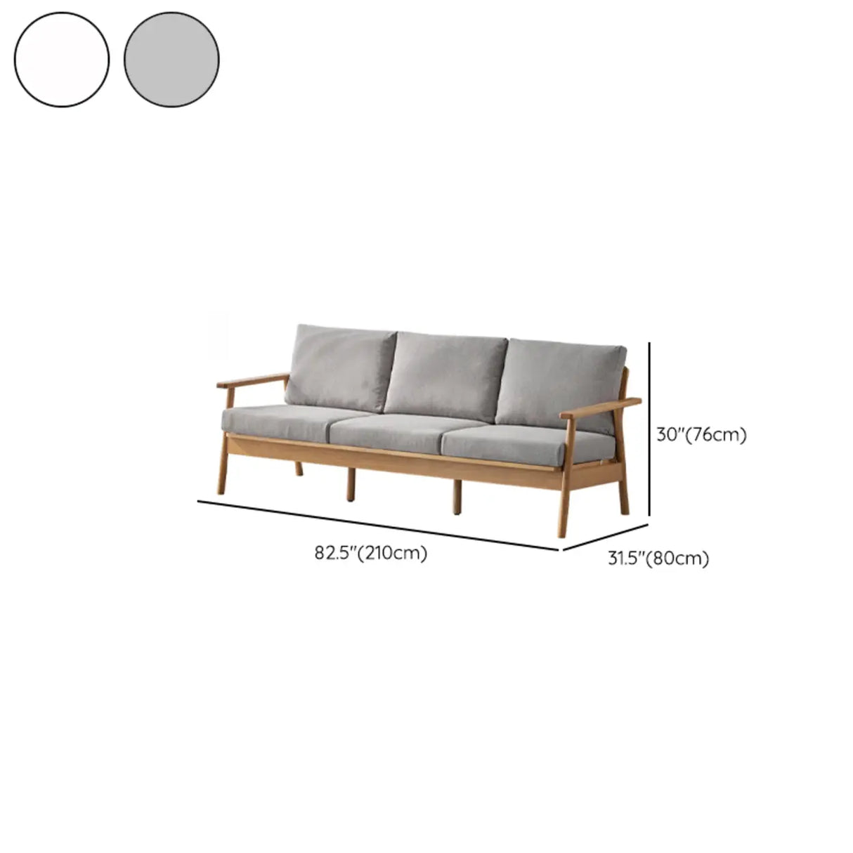 Scandinavian Grey Cotton Linen Wooden Frame Sofa Image - 23