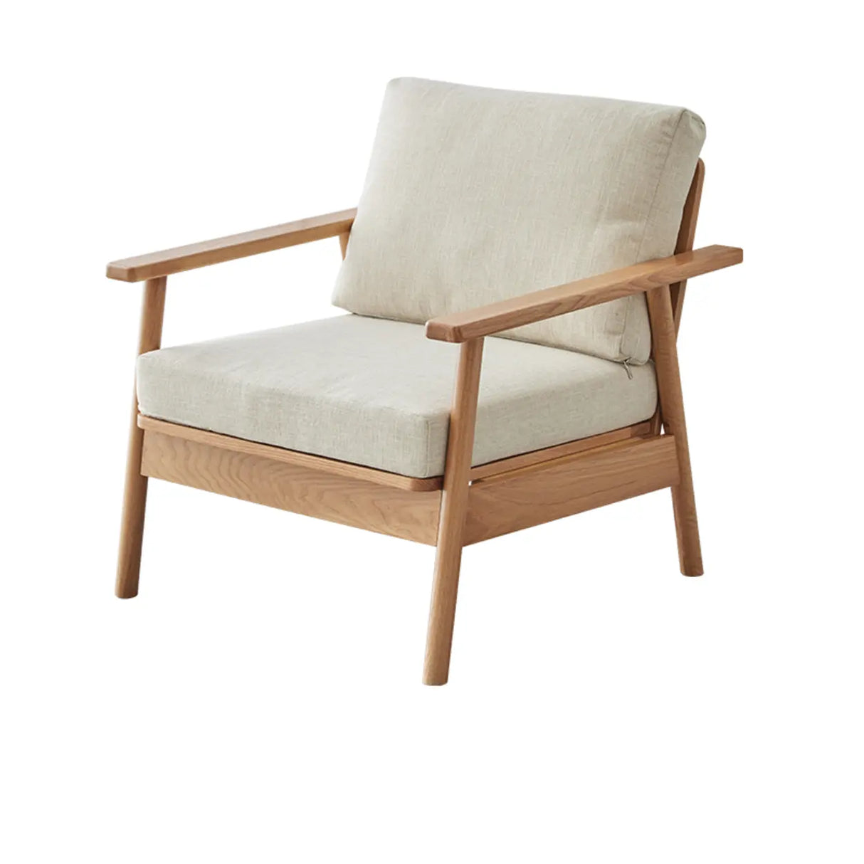 Scandinavian Grey Cotton Linen Wooden Frame Sofa Image - 3