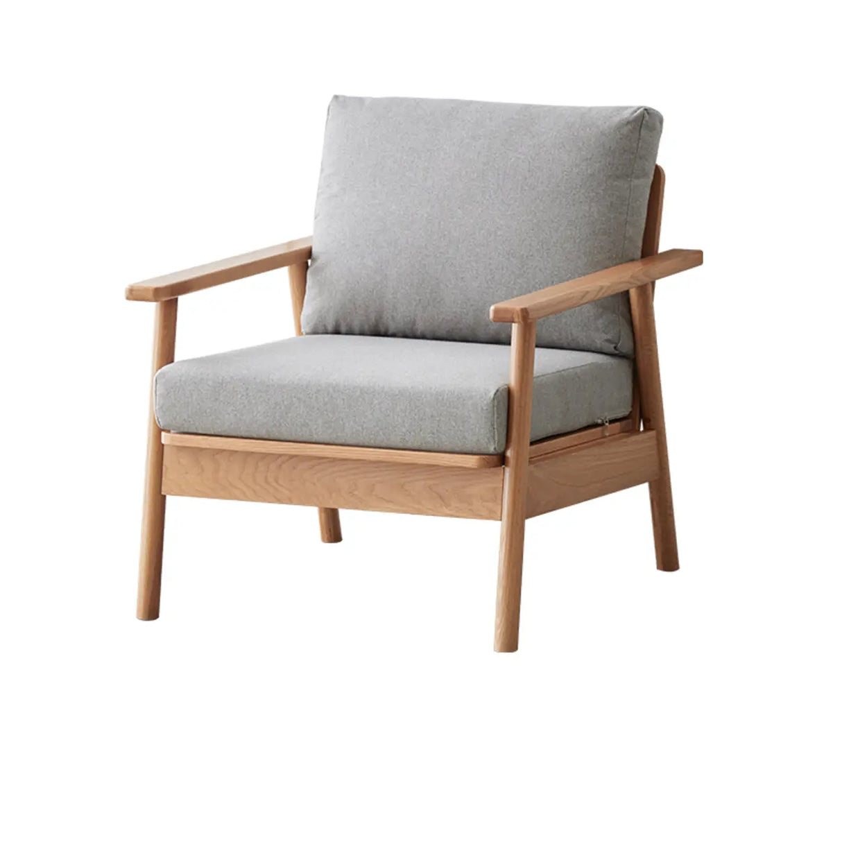 Scandinavian Grey Cotton Linen Wooden Frame Sofa Image - 4