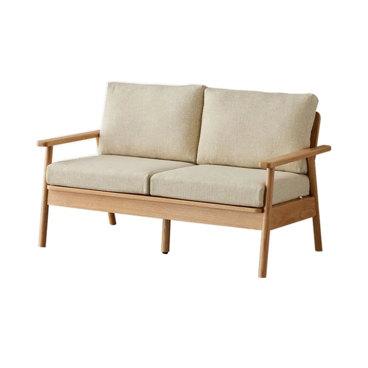 Scandinavian Grey Cotton Linen Wooden Frame Sofa Image - 6