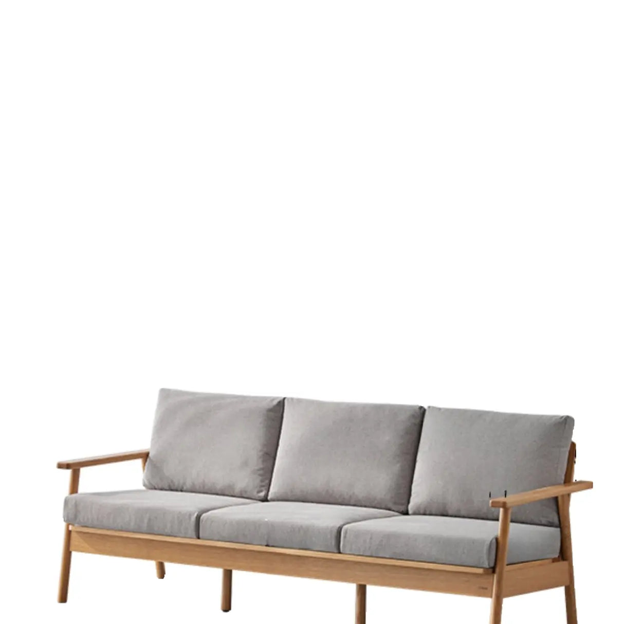 Scandinavian Grey Cotton Linen Wooden Frame Sofa Image - 8