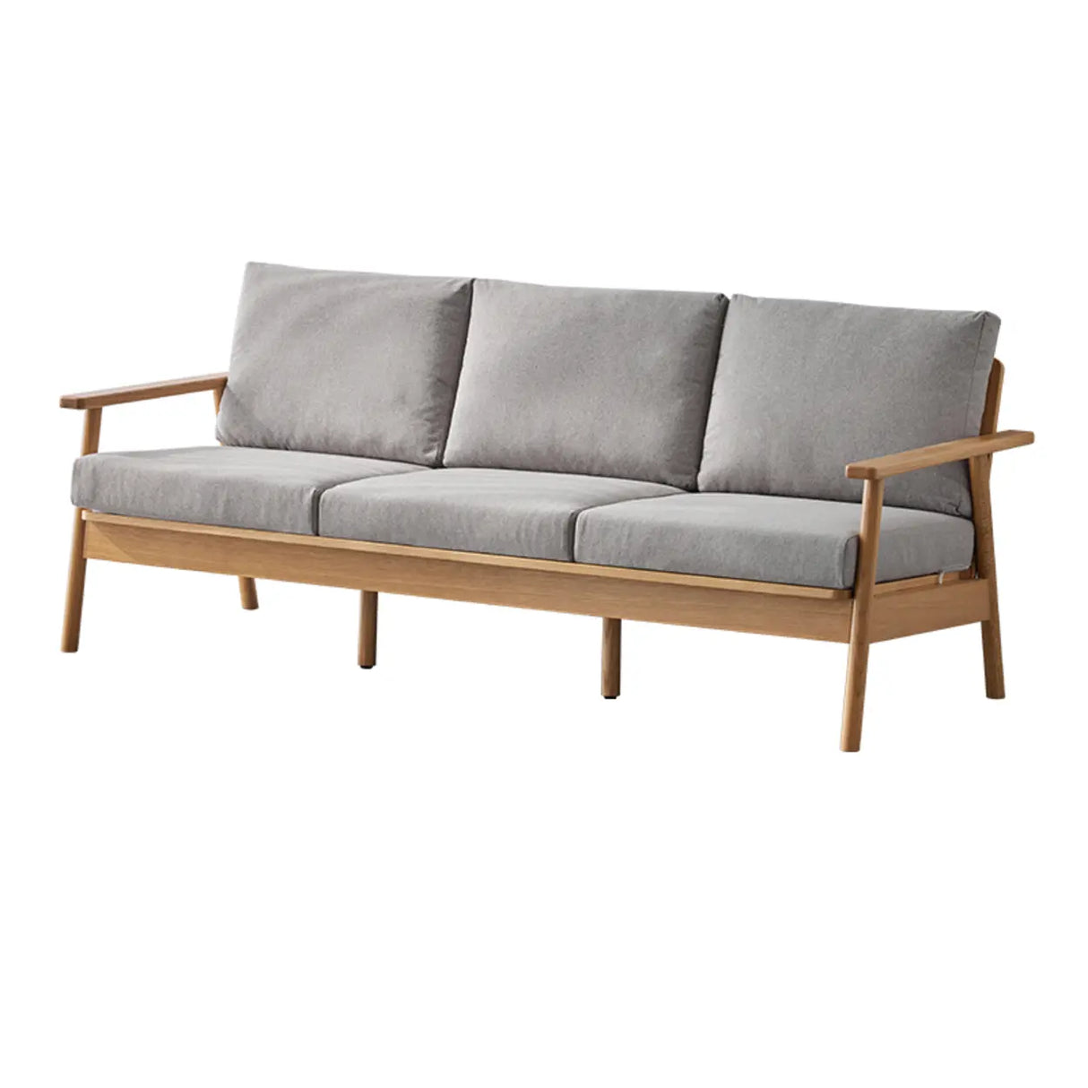 Scandinavian Grey Cotton Linen Wooden Frame Sofa Image - 9