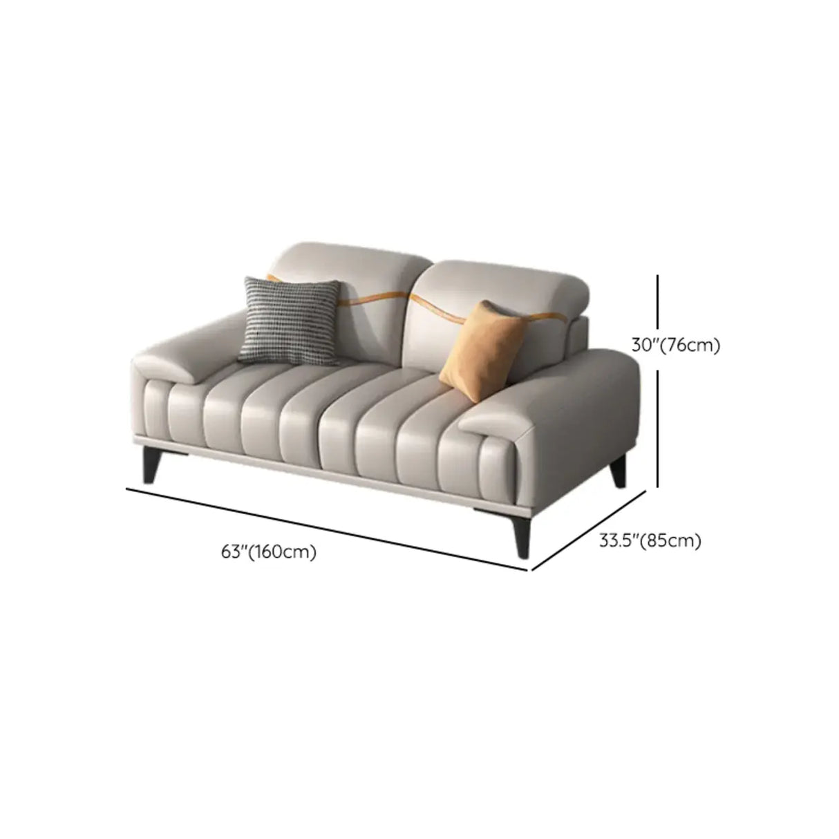 Scandinavian Grey Stain Resistant Leather Cushion Sofa Image - 12