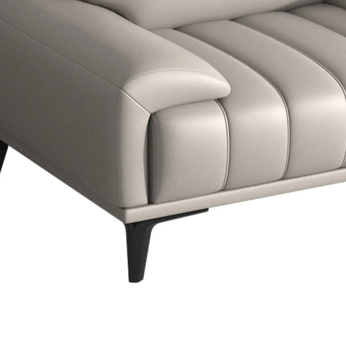 Scandinavian Grey Stain Resistant Leather Cushion Sofa Image - 7