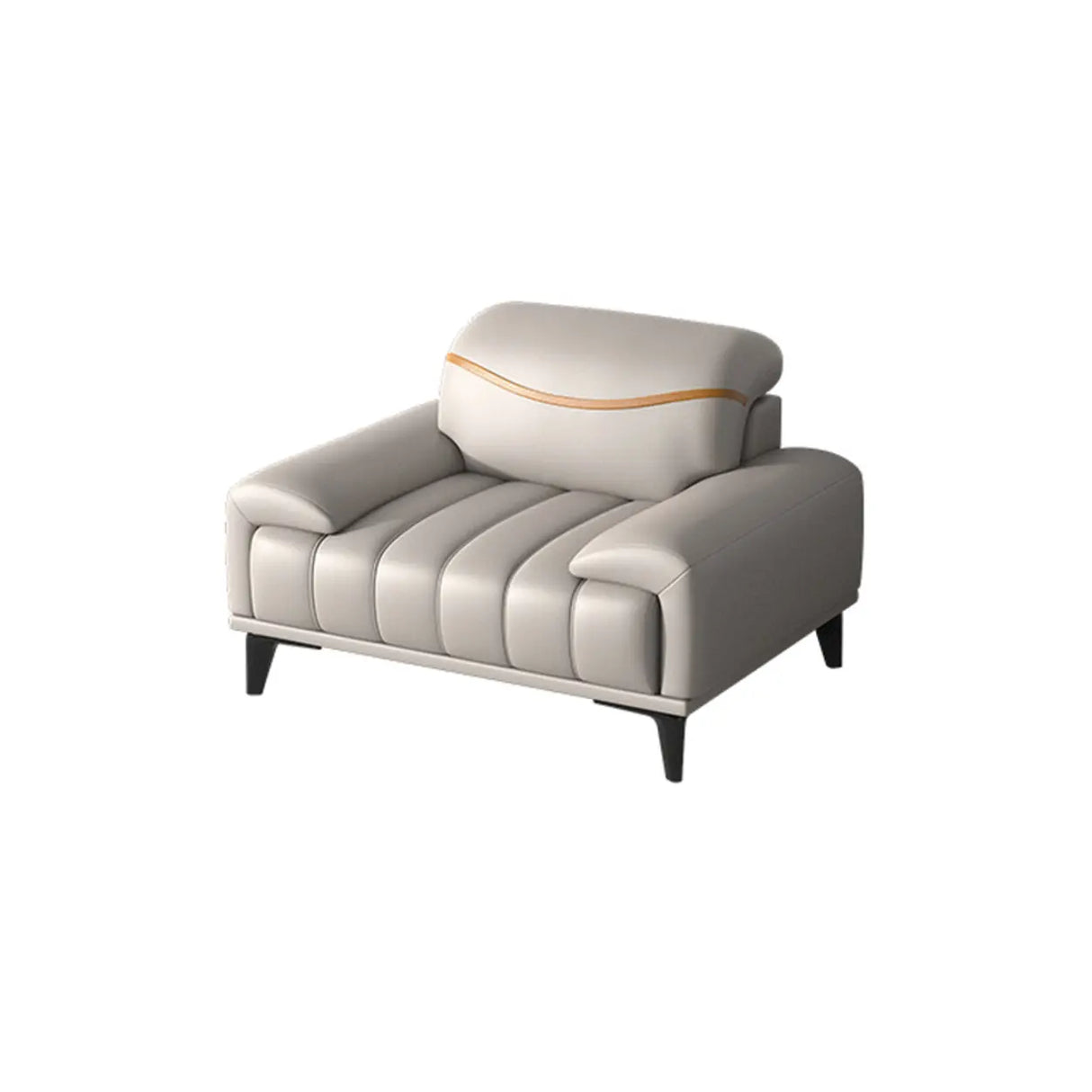 Scandinavian Grey Stain Resistant Leather Cushion Sofa Image - 9