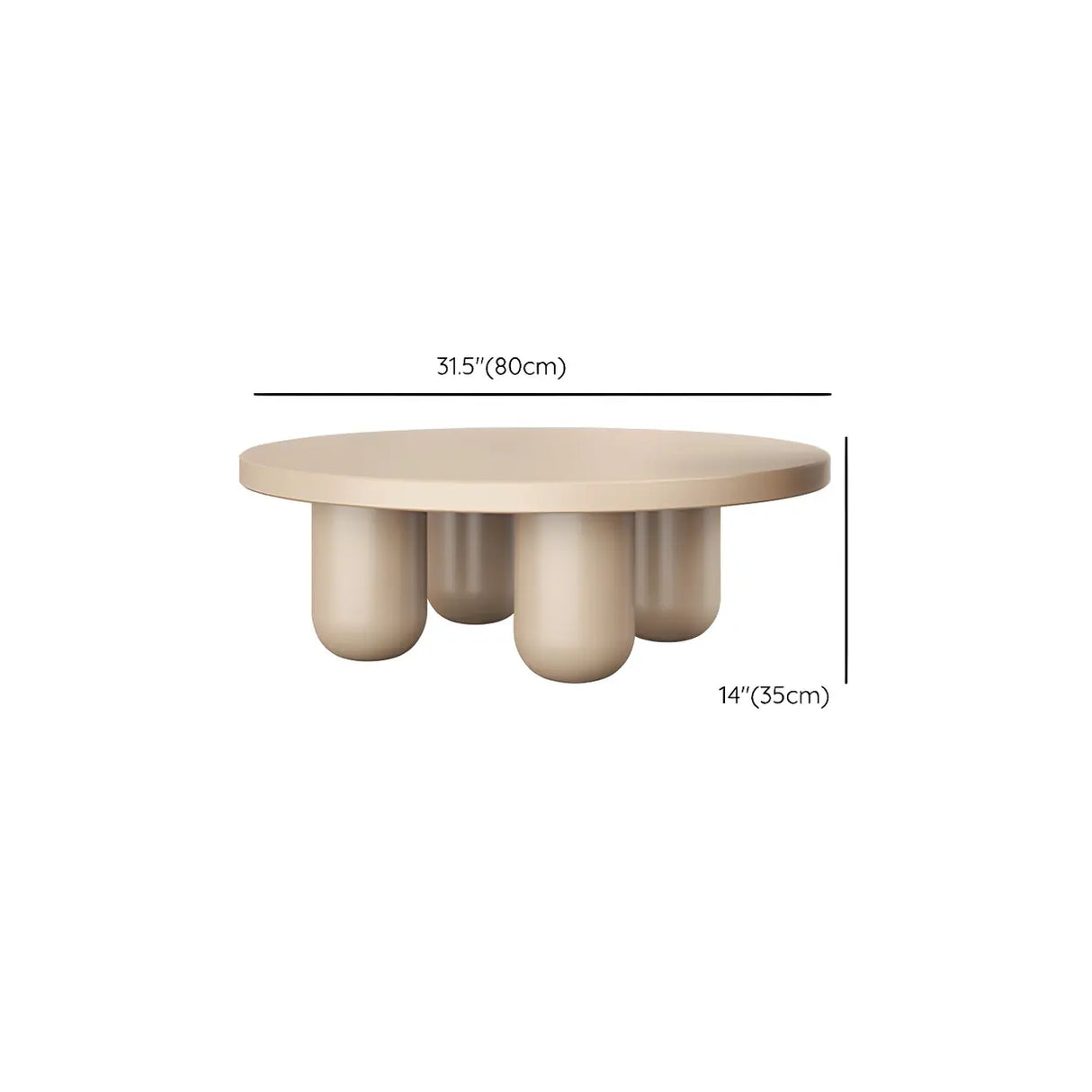 Scandinavian Khaki Brown Wooden Round Coffee Table Set