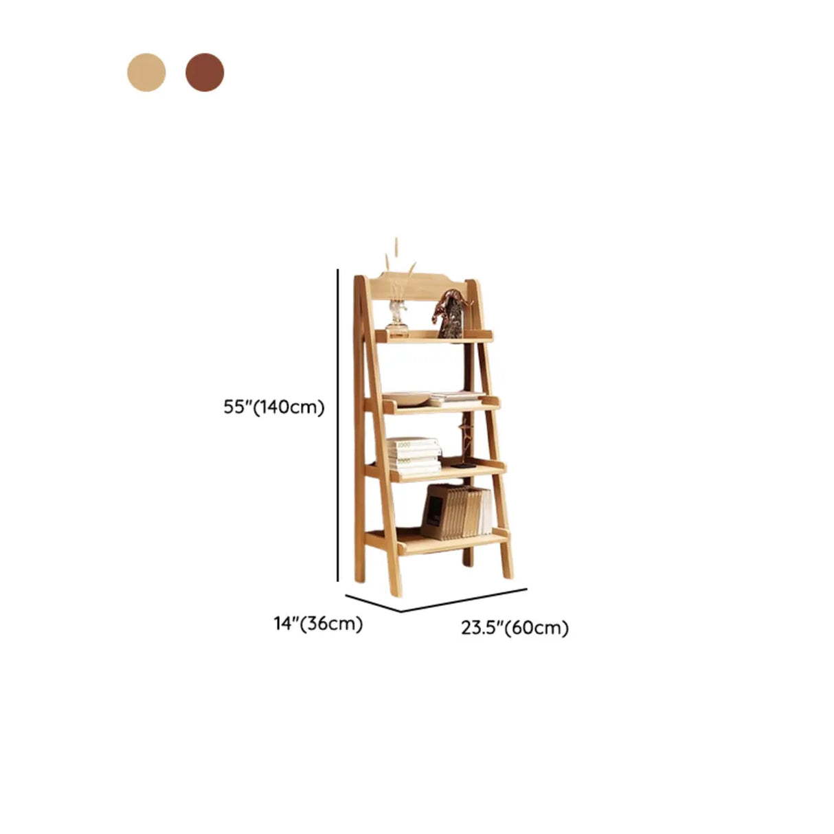 Scandinavian Mimimalist Wood Ladder Vertical Bookshelf Rack Image - 13