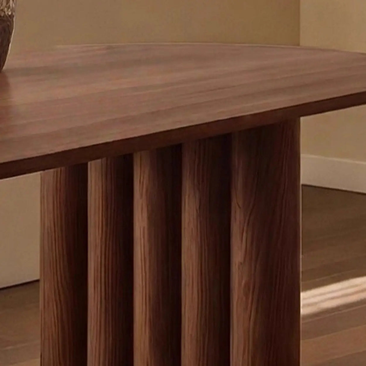 Scandinavian Minimalist Oval Wooden Fluted Base Dining Table Image - 8