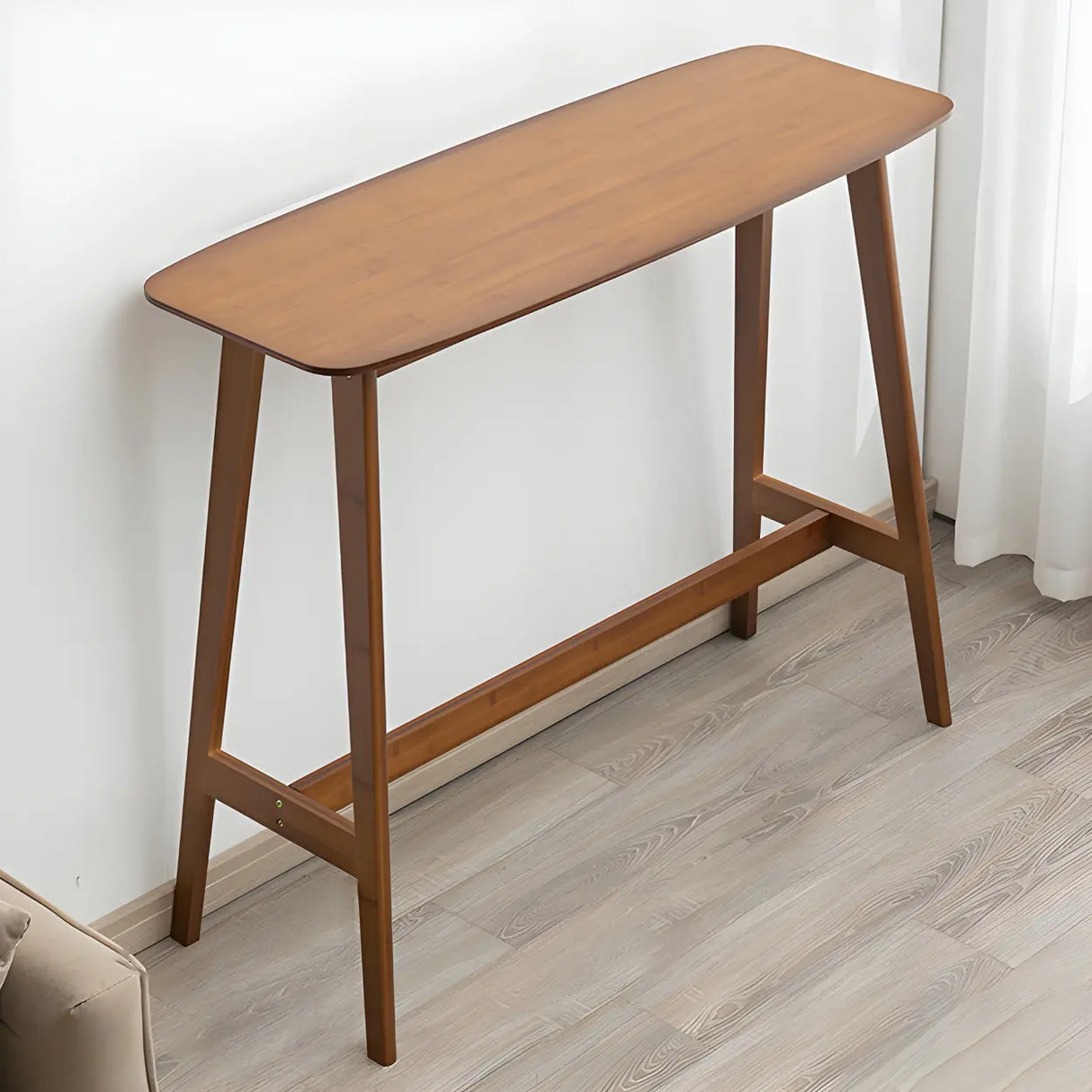 Scandinavian Minimalist Wood Counter Height Bar Table Image - 7