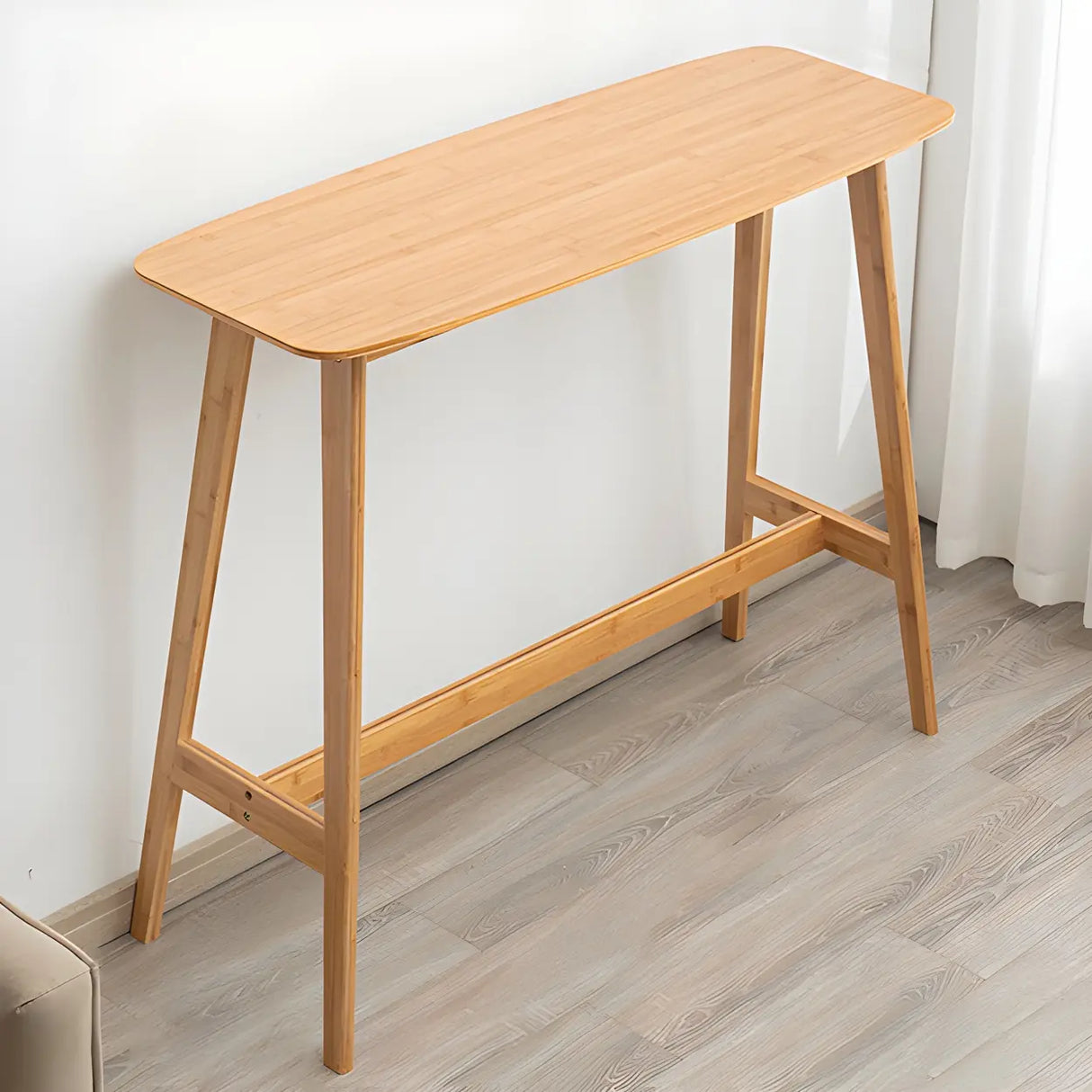Scandinavian Minimalist Wood Counter Height Bar Table Image - 8