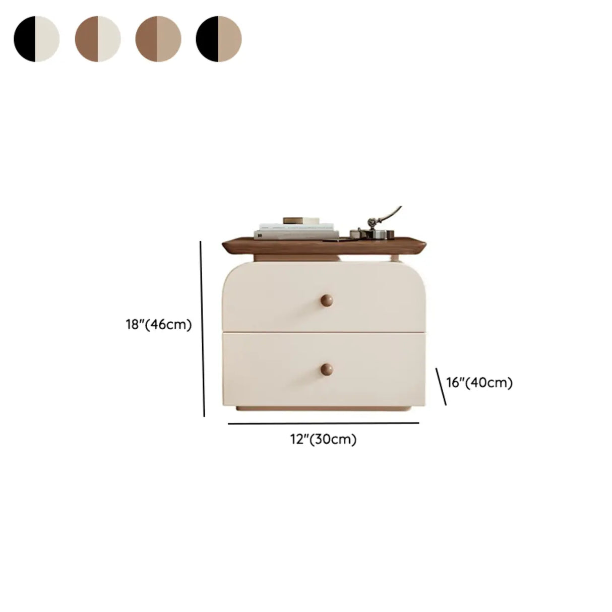 Scandinavian Modern Wood 2-Tier Nightstand with Drawers