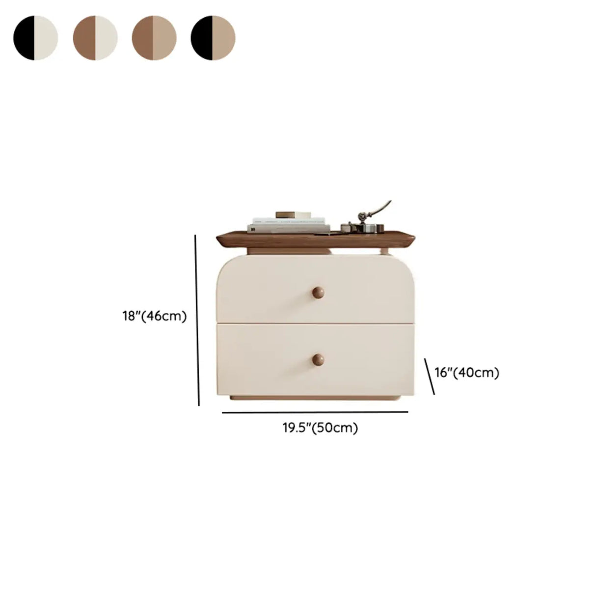 Scandinavian Modern Wood 2-Tier Nightstand with Drawers Image - 15