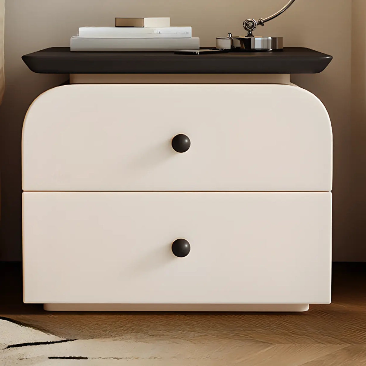 Scandinavian Modern Wood 2-Tier Nightstand with Drawers Image - 3