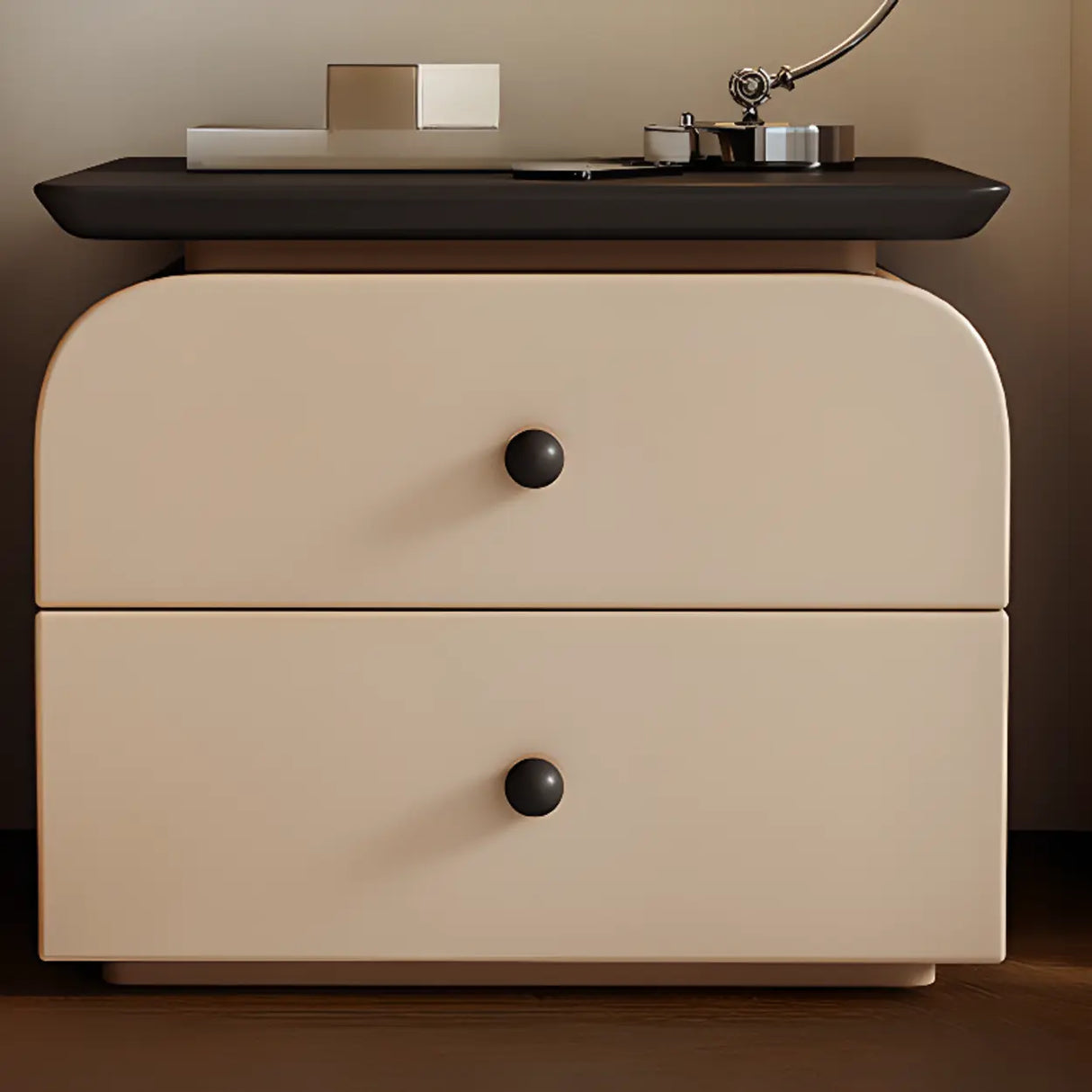 Scandinavian Modern Wood 2-Tier Nightstand with Drawers Image - 5