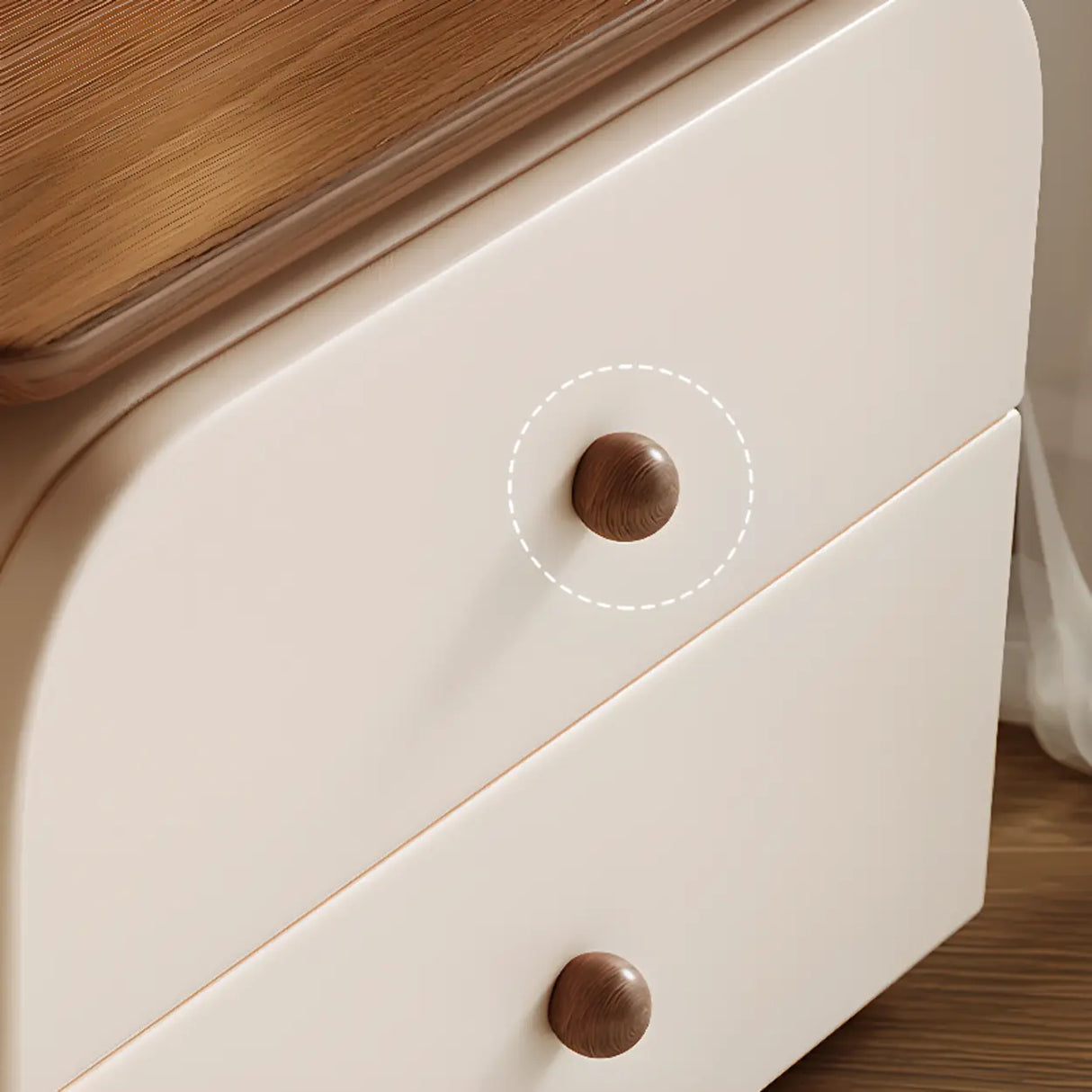 Scandinavian Modern Wood 2-Tier Nightstand with Drawers Image - 9