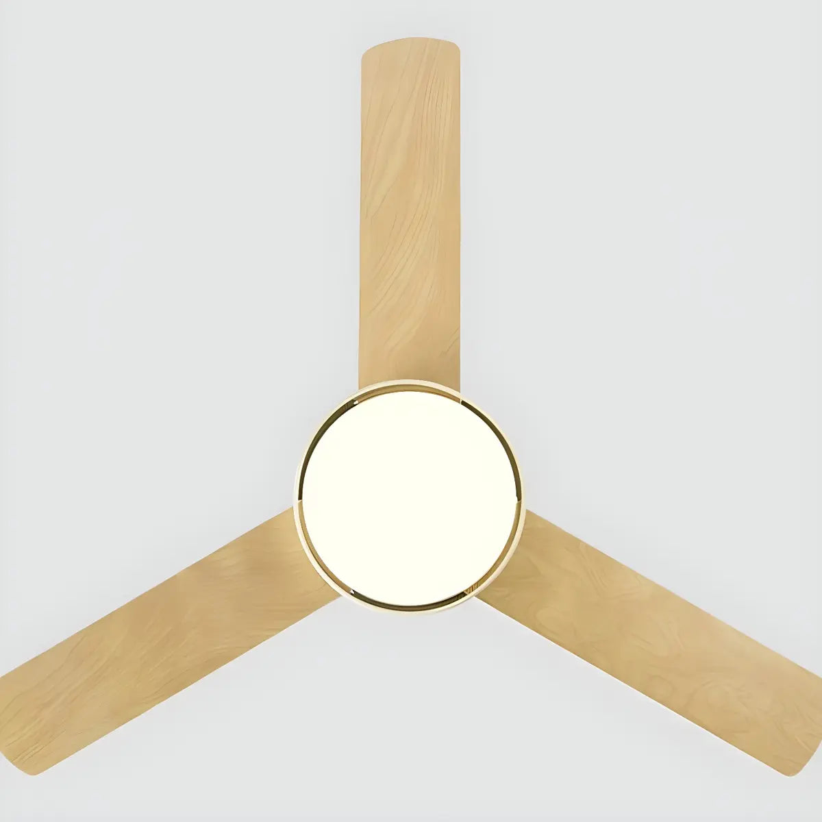 Scandinavian Bedroom Cream Ceiling Fans with Wood Fan Blade and Glass Shade Image - 3