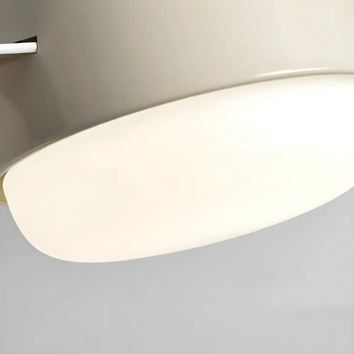 Scandinavian Bedroom Cream Ceiling Fans with Wood Fan Blade and Glass Shade Image - 7