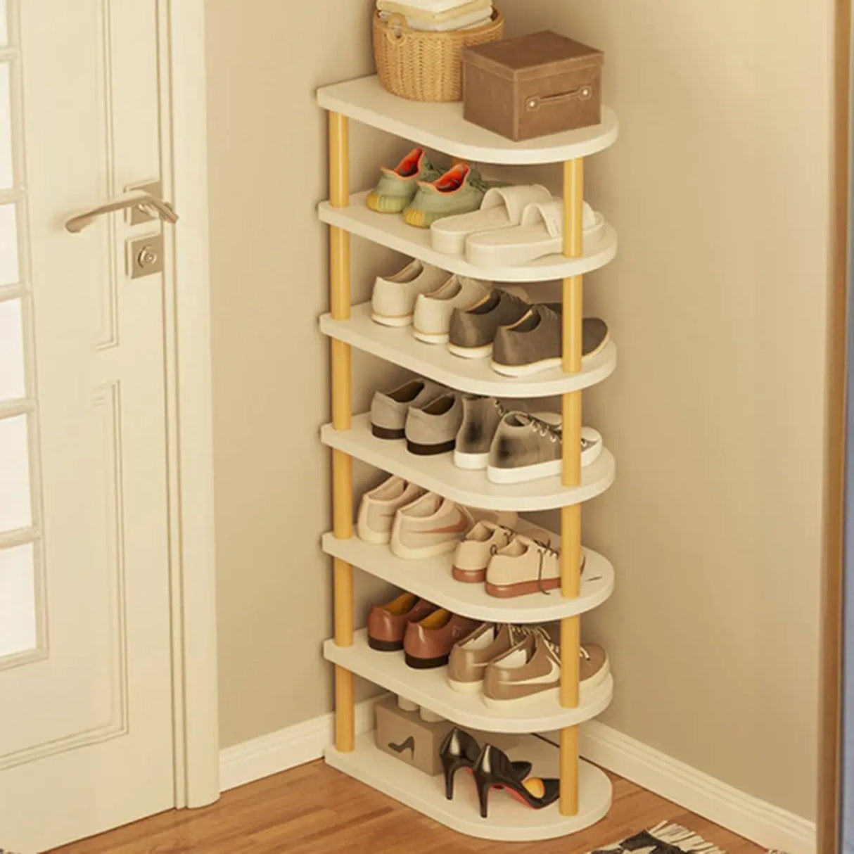 Scandinavian Multi-Tier Wooden Freestanding Shoe Rack Image - 11