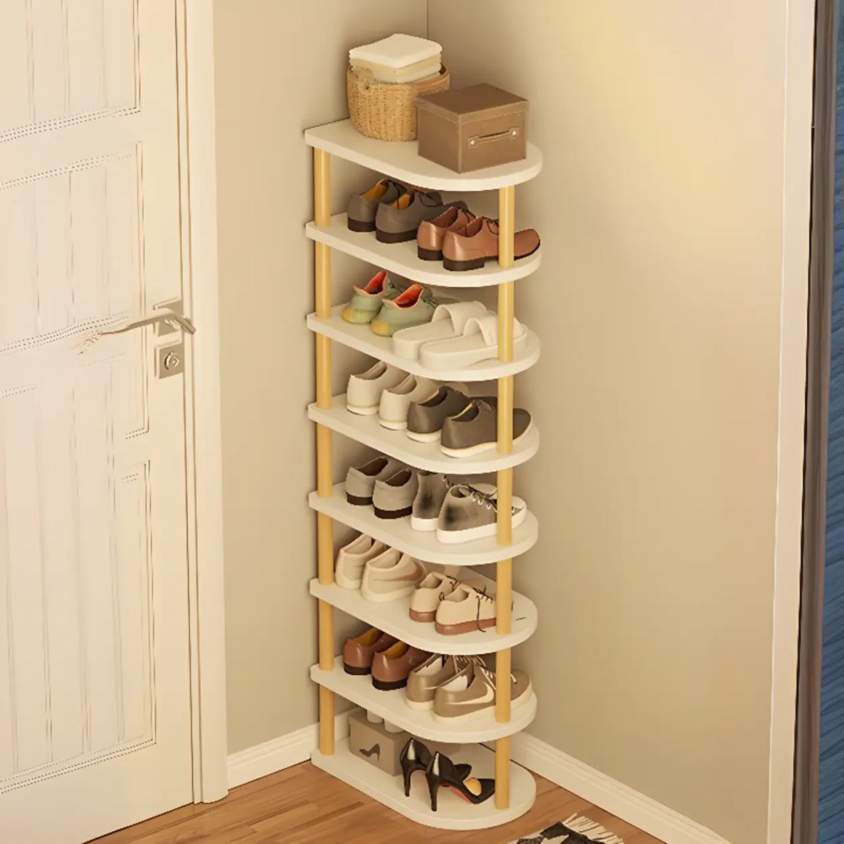 Scandinavian Multi-Tier Wooden Freestanding Shoe Rack Image - 3