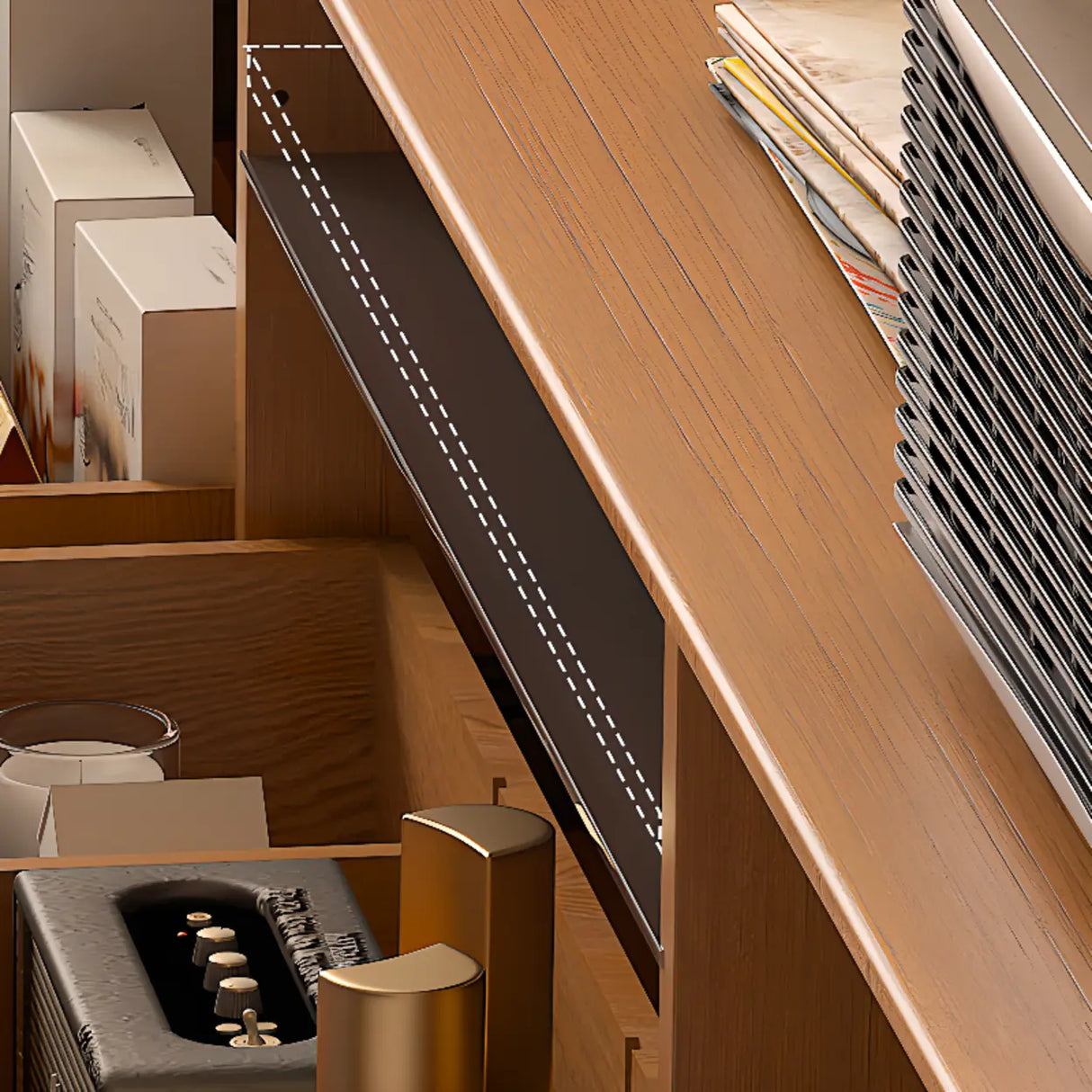 Scandinavian Natural Finish Cherry Drawers TV Stand Image - 11