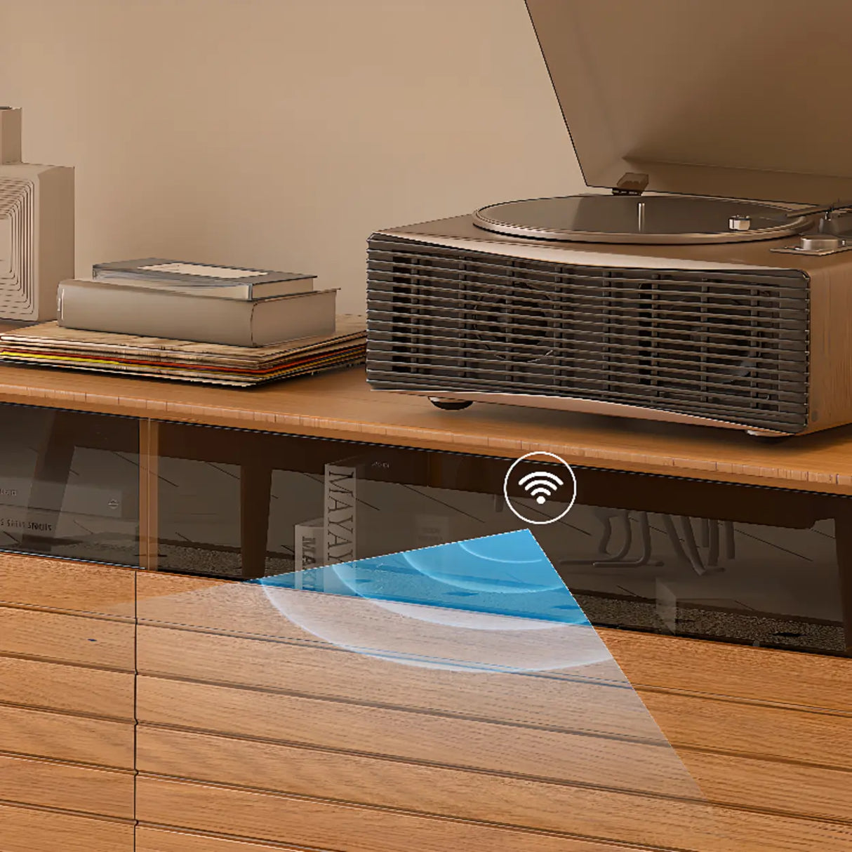 Scandinavian Natural Finish Cherry Drawers TV Stand Image - 12